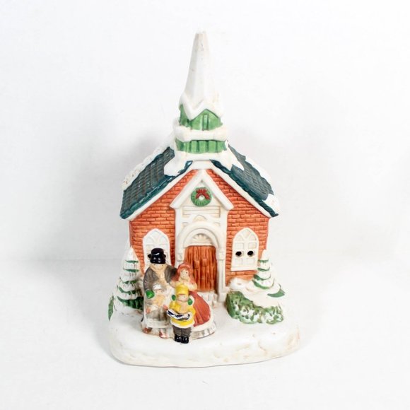 Retro Vintage 1960s Christmas Music Box Church Choir Porcelain Glass Figurine - Picture 5 of 16